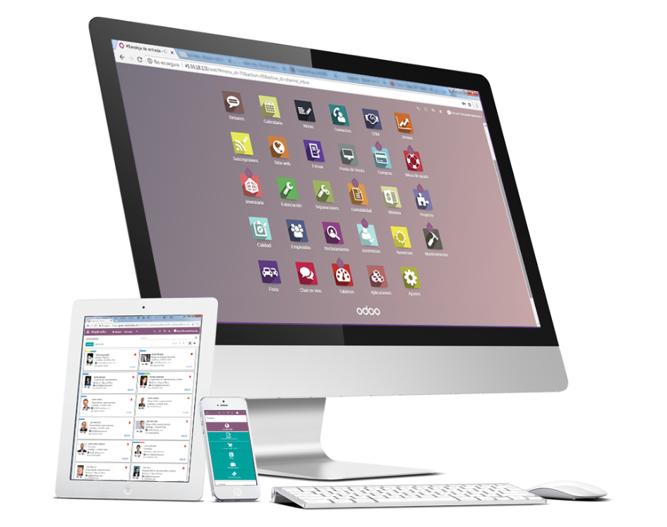 Odoo funcionando en desktop, tablet y celular